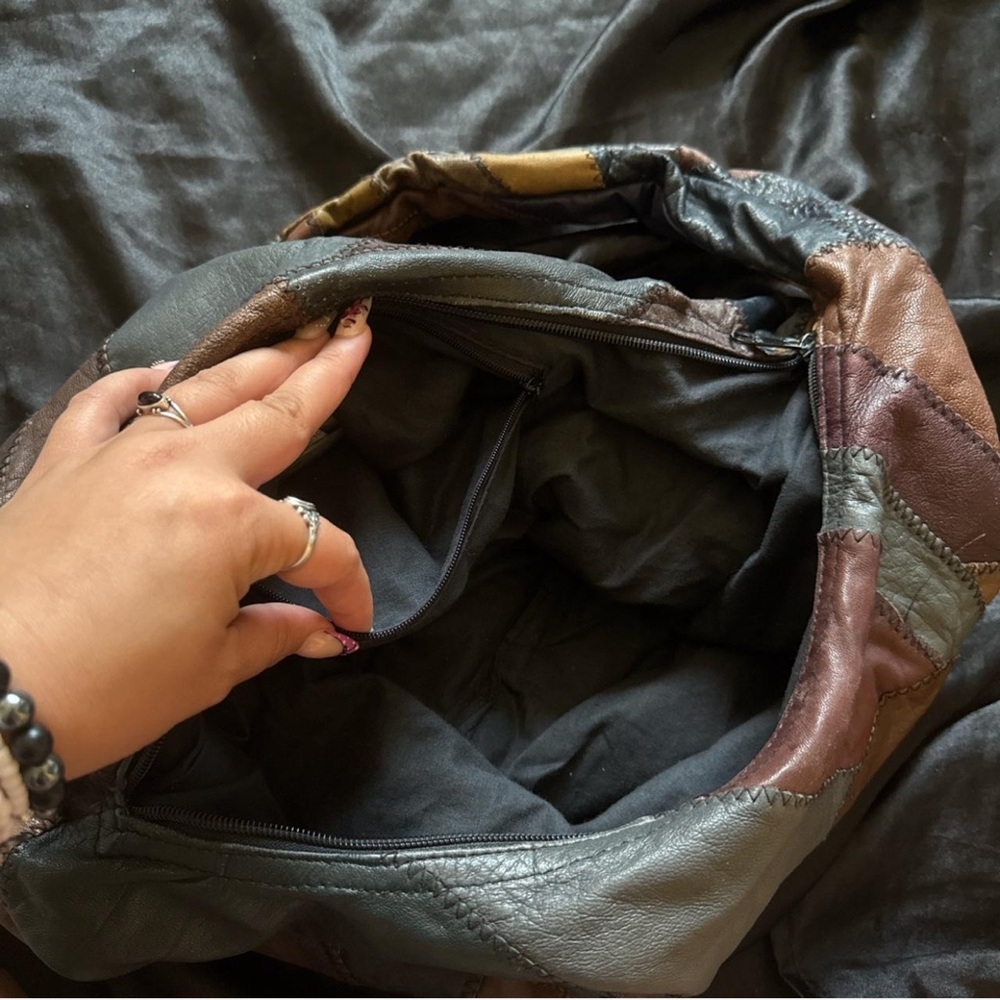 Patchwork Leather Patchwork Hobo Bag Shoulder Pur… - image 5